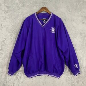 Converse Windbreaker Men XL Purple Ben Davis Basketball All Star Pullover V-Neck